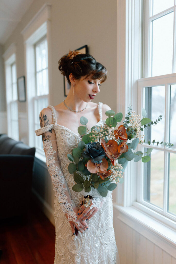 Alternative Bride Inspiration, Dreamy, Rainy Wedding at Squantum Association, Riverside RI 